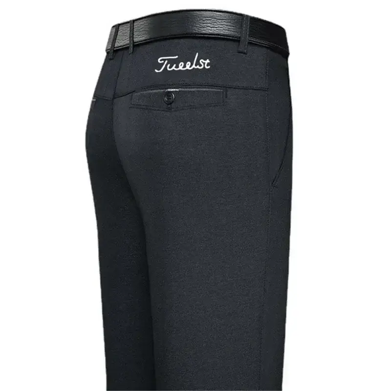 Celana kasual pria merek 2024 celana lurus tebal sedang celana bisnis kasual mode celana golf olahraga pria