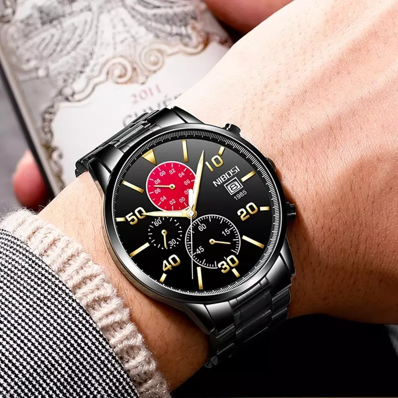 NIBOSI Watches Mens 2024 Top Brand Luxury Watch Waterproof Military Sports Watch Men Full Steel Quartz Clock Relogio Masculino