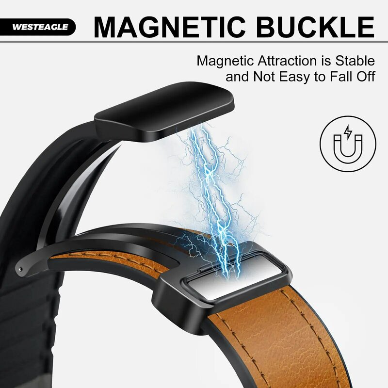 Pasek magnetyczny do Apple watch 44mm 40mm 45mm 41mm skóra naturalna + silikonowa bransoletka iWatch seria 9 8 7 6 se ultra 2 49mm