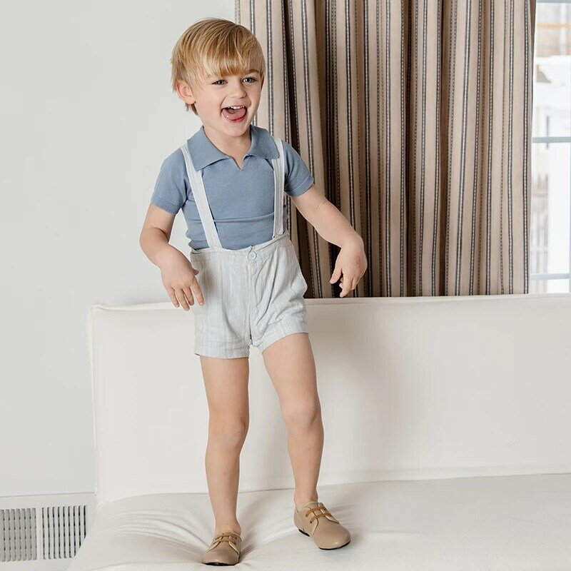 Blazer de algodão infantil e calças curtas, vestido infantil, novo estilo, moda masculina AP, vestido, SS24, macacão, #6606