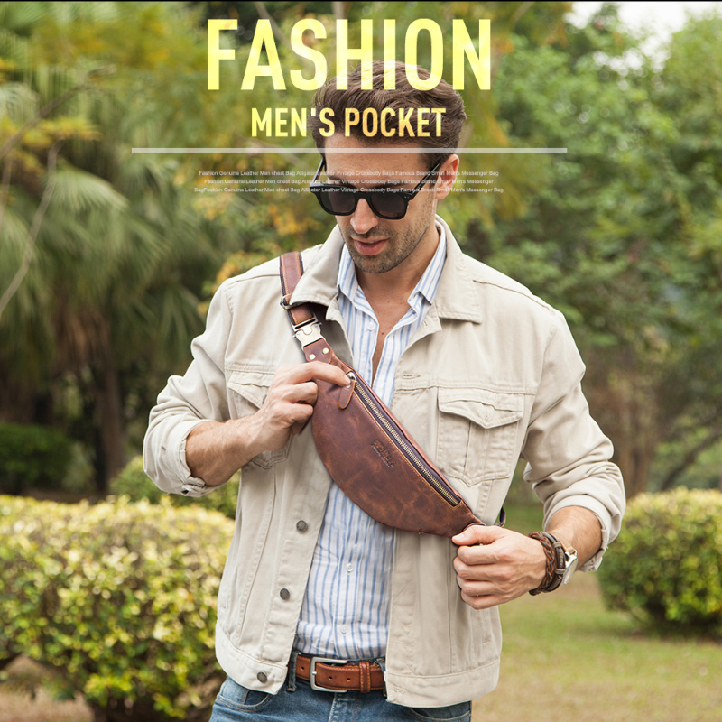 Cintura de Couro Genuíno para Homens, Fanny Pack, Belt Bag, Phone Bags, Pacote de Cintura de Viagem, Saco de Cintura Pequeno Masculino