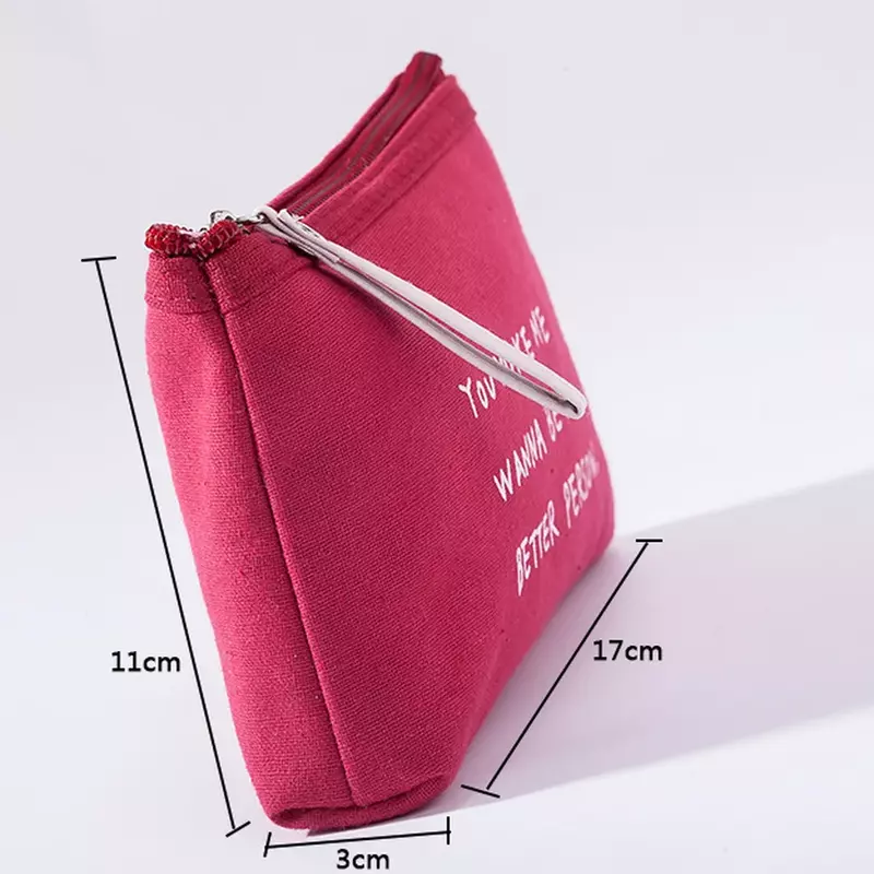 Letter Print Women's Cosmetic Bag Zipper Foldable Travel Large Capacity Cosmetic Canvas Makeup Wash Storage Pencil Bags Pouch