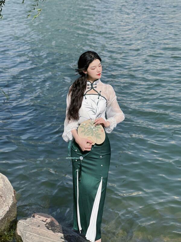 2023 традиционное китайское цветочное винтажное платье ханьфу руквин ханьфу улучшенное шифоновое платье для древней принцессы комплект платья ханьфу