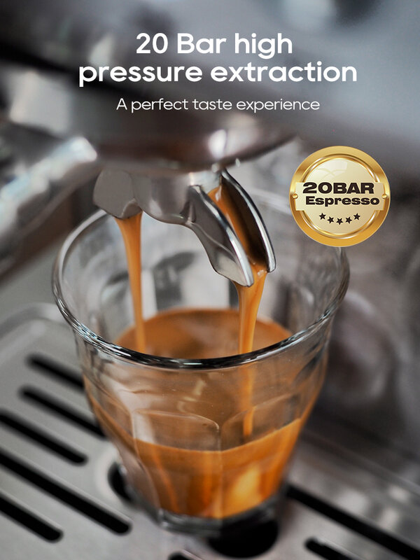 HiBREW Máquina de café Espresso Semi Automática, Cafeteira Fria e Quente, Metal Caseh10A, Temperatura Ajustável, 58mm Portafilter, 20Bar