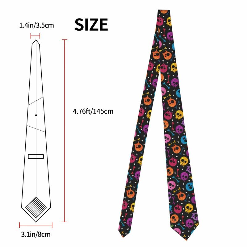 Dasi pria klasik Skinny banyak warna tengkorak dan hati dasi sempit kerah kasual hadiah dasi
