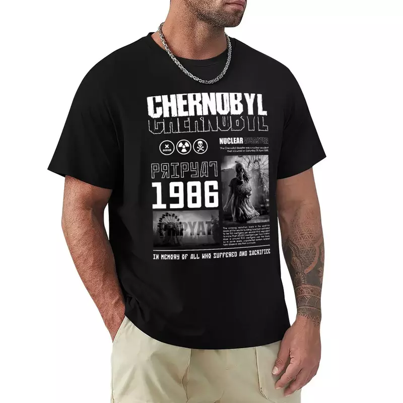 Koszulka Chernobyl blank t shirt krótki T-Shirt zwykłe czarne koszulki męskie