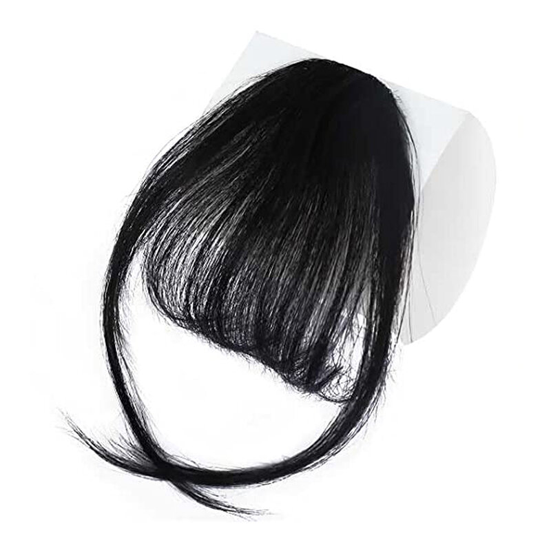 Frangia fermaglio per capelli Wispy Bang Clip on Air Bangs frangia naturale anteriore piatto Bang un pezzo capelli lisci per le donne (frangia ciuffa, scuro B