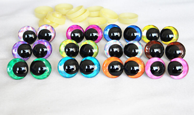 10pairs NEW DESIGN 12mm 14 16 18 20 25 35mm  New Cartoon 3D glitter toy safety eyes  doll pupil eyes with hard washer -D12