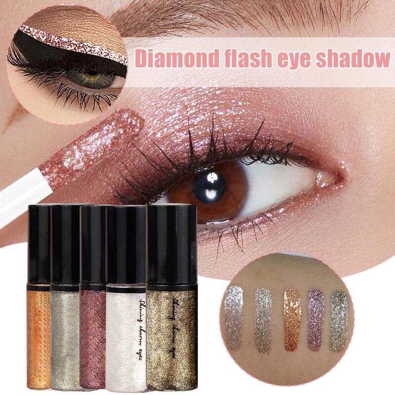 Brilhante Eyeshadow Glitter Delineador Líquido, Caneta de Maquiagem Impermeável, Sombra, Liner Pigmento, Cosmético, F3Z3, 5 Cores