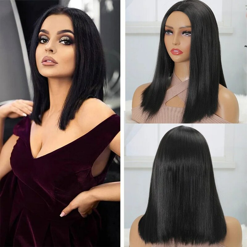 Bob Straight Synthetic Lace Front Wigs 13x3 Lace Front Wigs Pre Plucked for Black Women Straight Short Bob Wigs Heat Resistant