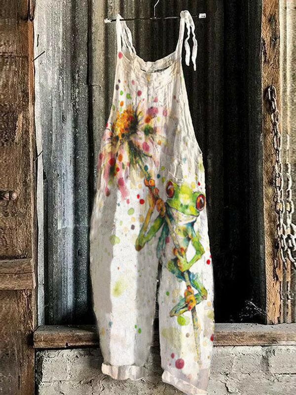 Женский летний Модный богемный комбинезон с 3D принтом в стиле ретро с прямыми штанинами свободный удобный комбинезон