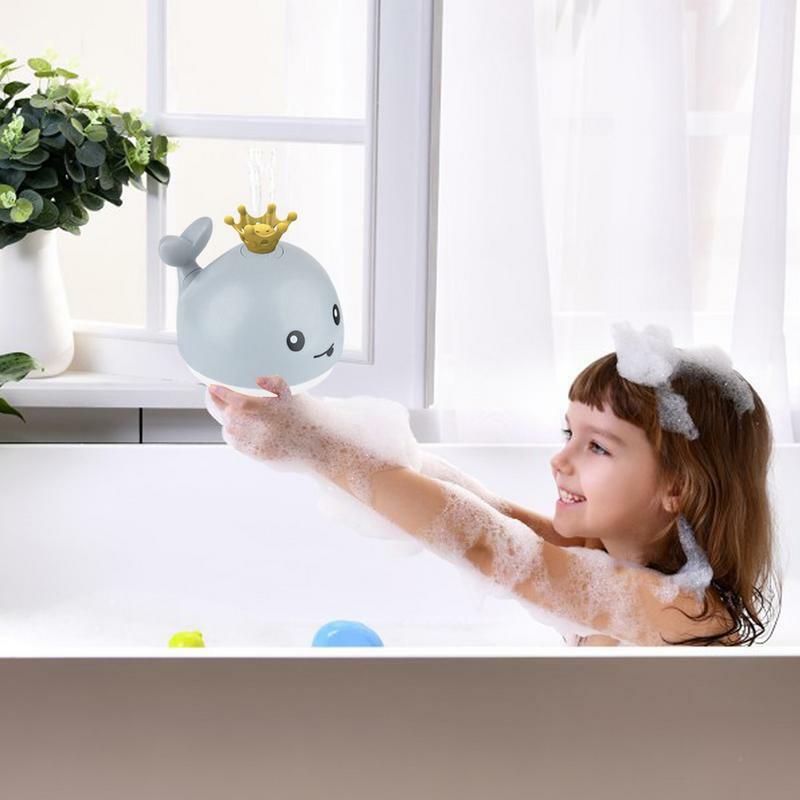 아기 목욕 깜박이는 빛과 스프레이 물 고래 장난감, 물 반응 깜박이는 아기 욕실 장난감 램프, 욕조 장난감, 어린이 선물
