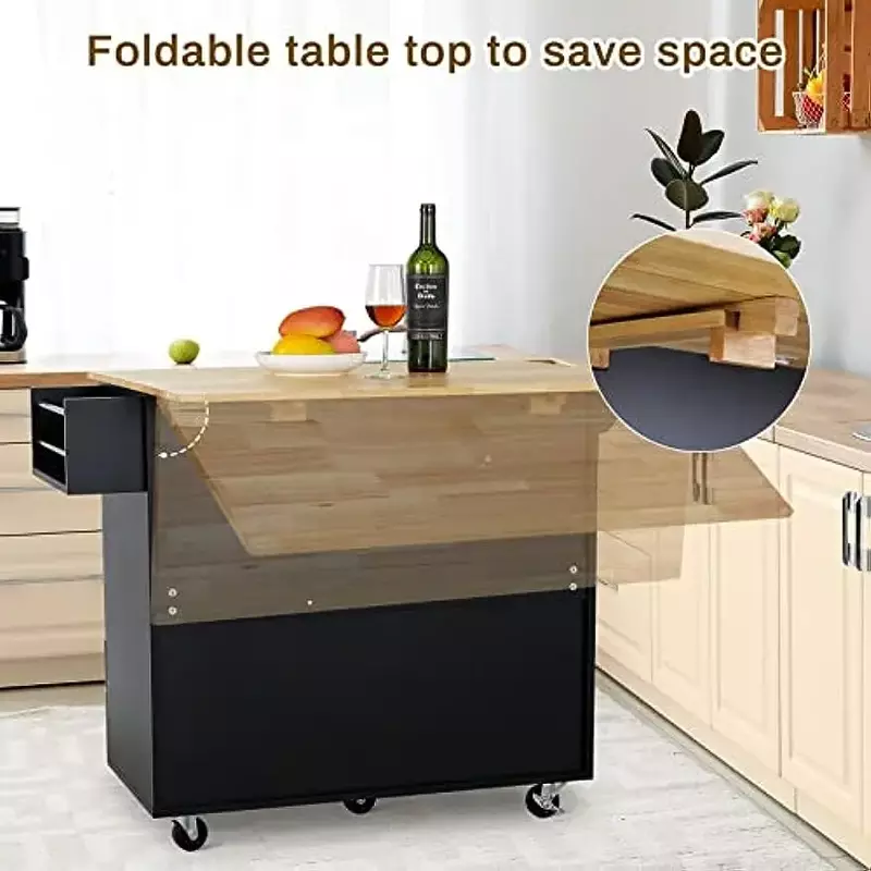 Rolling Kitchen Island with Storage Kitchen Island with Spice Rack Towel Rack and Drawers Large Kitchen Trolley Furniture