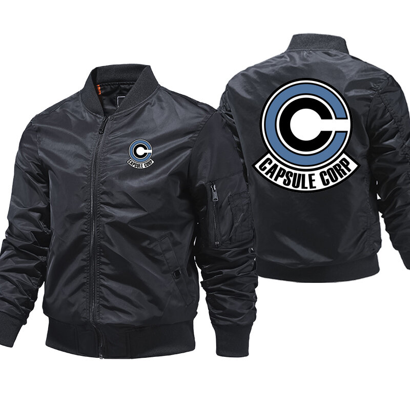 Capsule Corp Print Bomber Jacket Men jesienno-zimowa gruba kurtka męska Casual kurtka rowerowa Zip Streetwear płaszcz pilota