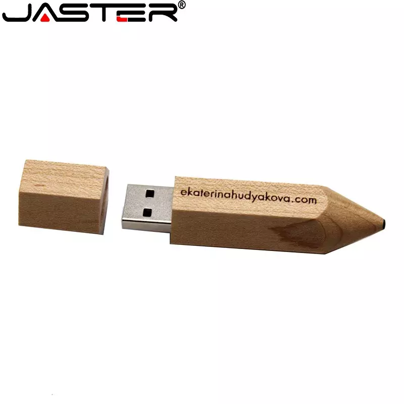 Деревянный USB-флеш-накопитель JASTER в форме карандаша, 128 ГБ, креативные подарки, флеш-накопитель с бесплатным логотипом на заказ, 32 ГБ, флешка, ...