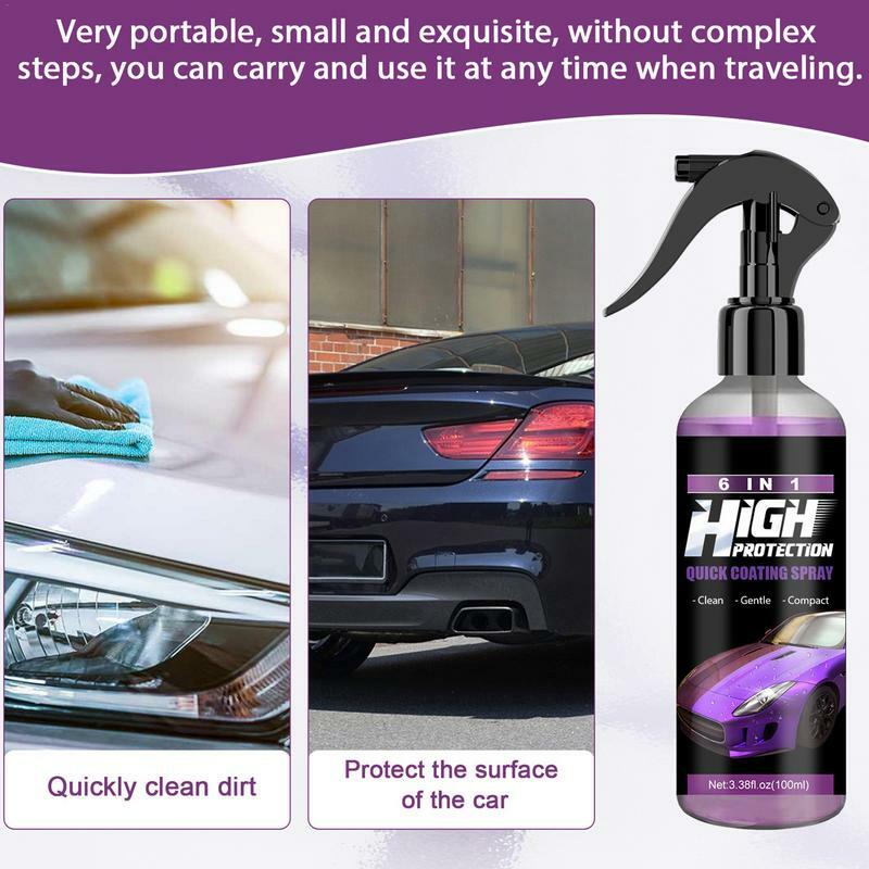 Ceramiczny Spray do powłoka samochodu o wysokiej ochronie 6 w 1 szybka powłoka Spray długotrwały lakier do wosk samochodowy w sprayu 100ml do osłony samochodu
