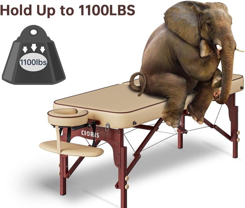 Cloris-プロのポータブルマッサージテーブル,強化木製脚,最大1100lbsのホールド,2つの折りたたみ式軽量スパ,タトゥー,84インチ