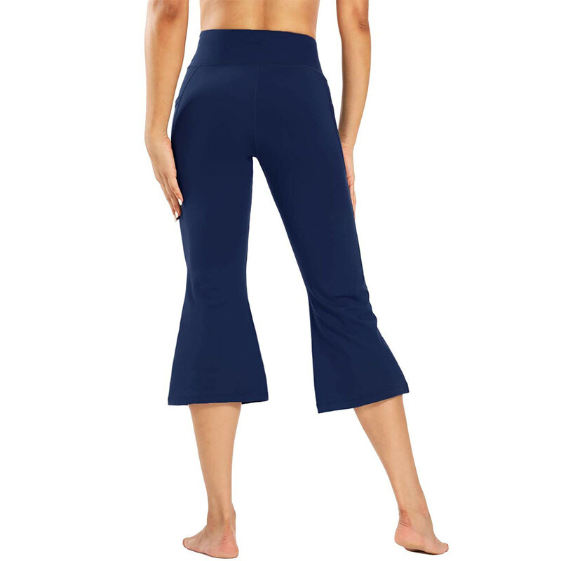 Celana Wanita Kaki Lebar Celana Capri Wanita Legging Pinggang Tinggi Mulus Celana Olahraga Yoga Wanita Celana Olahraga Kebugaran Wanita Gym
