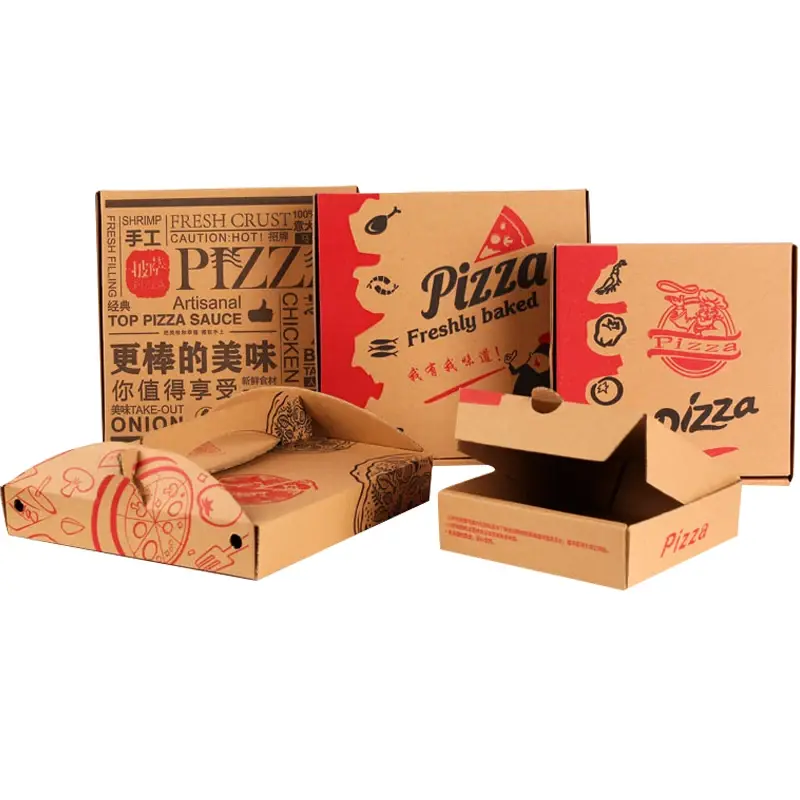 Cajas de Pizza personalizadas impresas de fábrica, gran oferta, todos los tamaños, 9, 10, 11, 12, 14, 18 pulgadas