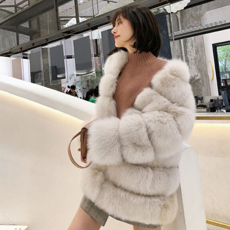 Winter Luxus Pelzmantel für Frauen hochwertige flauschige Kunst fuchs Pelzmantel dicke warme pelzige Oberbekleidung weibliche Mode Pelz jacke