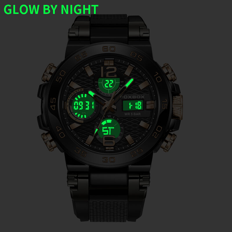 Часы наручные LIGE мужские с ЖК-дисплеем, роскошные светящиеся спортивные водонепроницаемые кварцевые в стиле милитари, 2023
