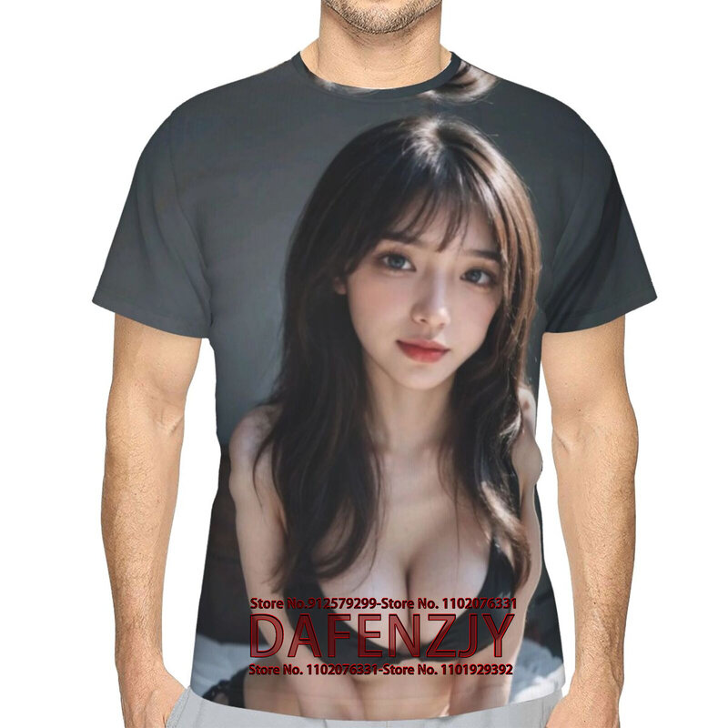Sexy Beauty 3d Printed T-Shirts For Men Hip-Hop Daily Casual Short Sleeved Loose Oversized T-Shirt Street Harajuku Tops Tee 20