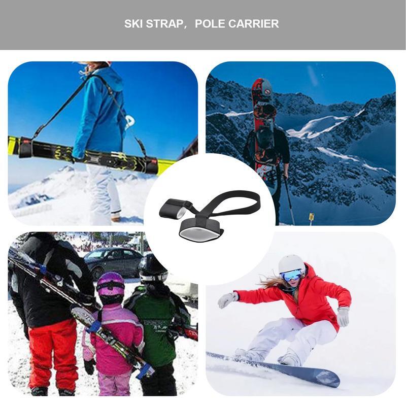 สายรัดสกีที่สามารถปรับได้สายรัดสกีสายรัดที่สะดวกสบายสายรัดสกีพร้อมแผ่น EVA สำหรับเล่นสกีการเดินป่าการขี่ม้าถ่ายภาพ
