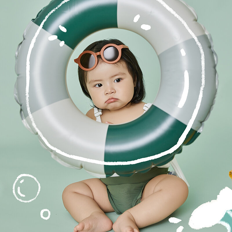 1-2 Years Old Baby Photography Outfit Suspender Shorts Suit Retro Swimming Ring Rain Boots Summer Pool Style Baby Photo Clothes