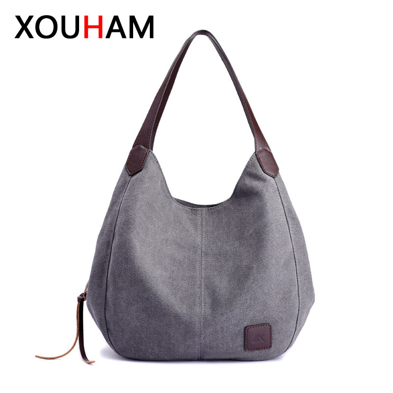 XOUHAM borsa da viaggio in tela moda borse per la spesa in cotone di grande capacità borsa a tracolla da donna riutilizzabile a 9 colori borsa da donna
