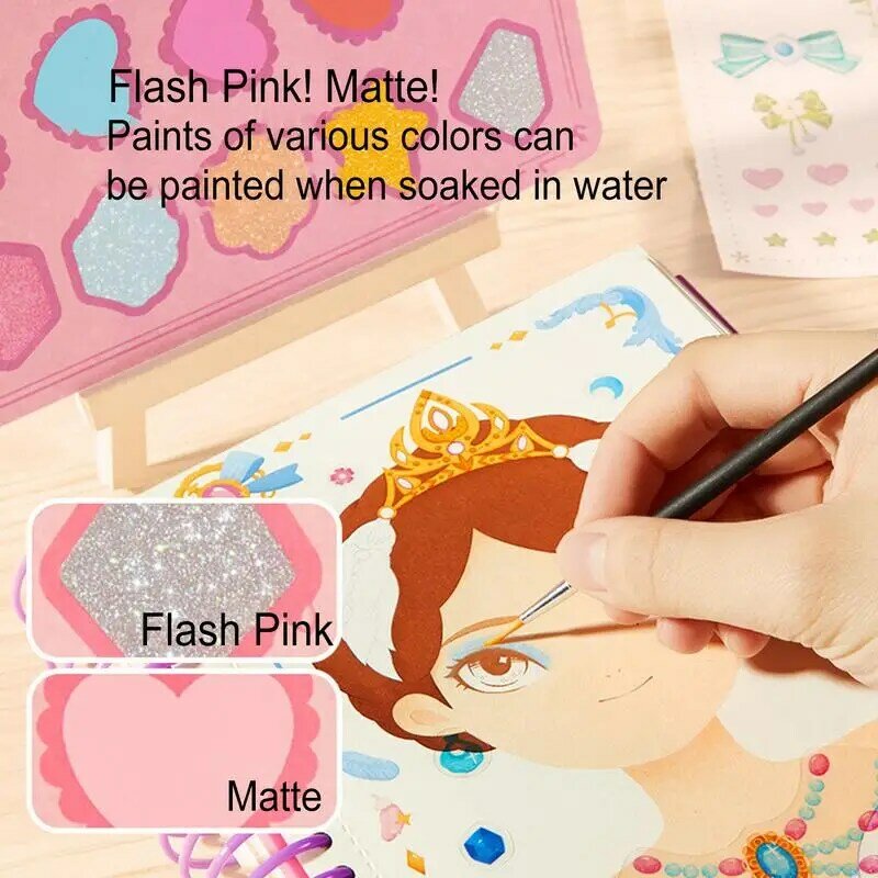 DIY Cartoon Dress Up Watercolor Book Hand painted Watercolor painting book Kit makeup coloring book Art Activity Girls xmas gift