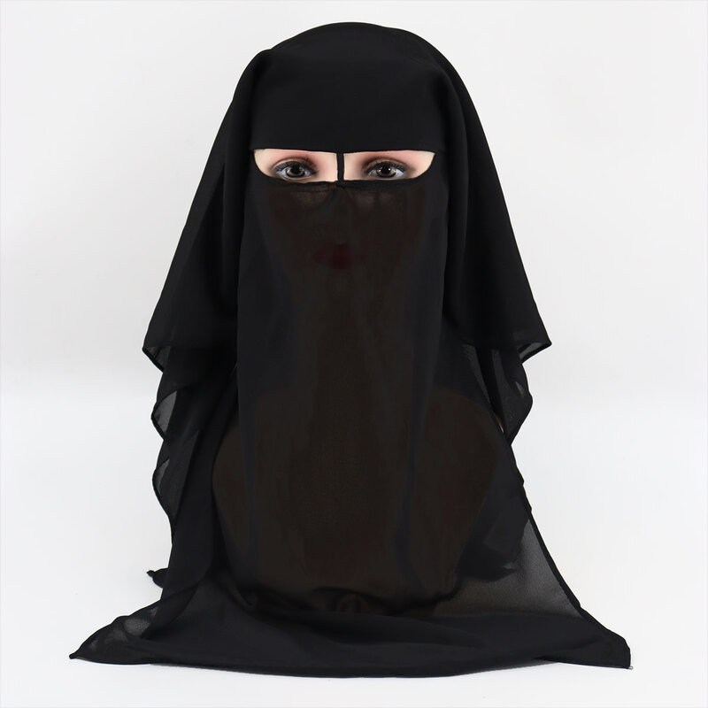ثلاث طبقات الشيفون قناع الوجه ، النقاب غطاء كامل ، وشاح الحجاب مسلم ، الحجاب ، غطاء عمامة غطاء محرك السيارة ، التعادل مرة أخرى