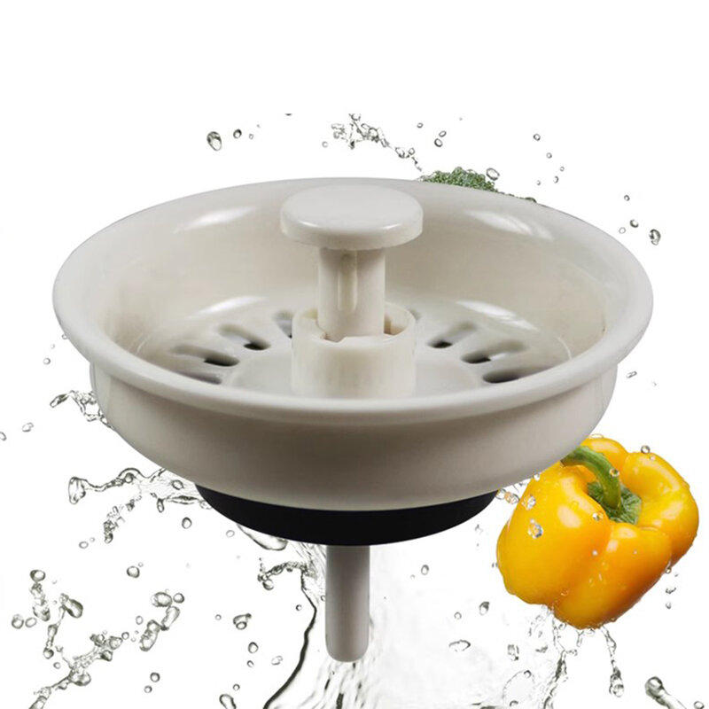 1-częściowy zlew kuchenny Biała plastikowa osłona Umywalka do mycia warzyw Odpływ wody Staromodna wtyczka do wody Parasol uszczelniający odpływ