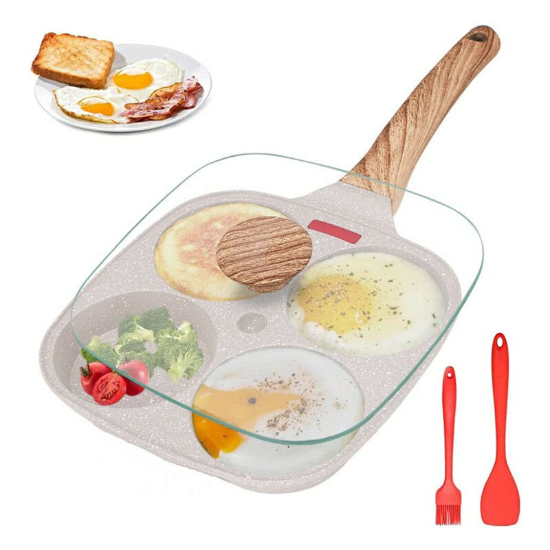 Quatro buracos ovo panqueca fyi frigideira não vara frigideiras e panela frigideira 4 ovos fogão omelete café da manhã presunto maker para cozinha ferramenta