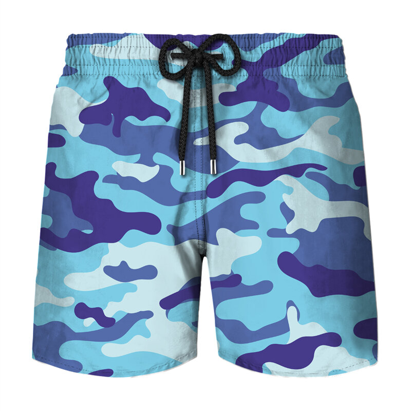 Pantalones cortos de playa de secado rápido para hombre, bañador de moda, estampado 3D de camuflaje, pantalones cortos deportivos de Fitness, ropa de playa