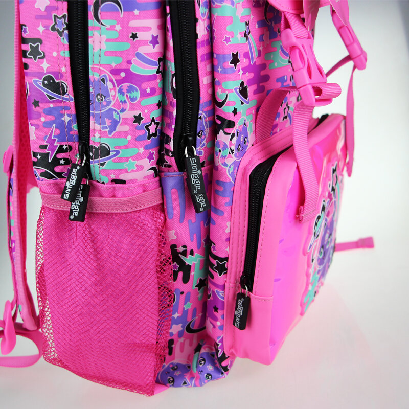 Австралийская оригинальная детская школьная сумка Smiggle, рюкзак на плечо для девочек, вместительные школьные принадлежности с изображением кота и розы, 18 дюймов