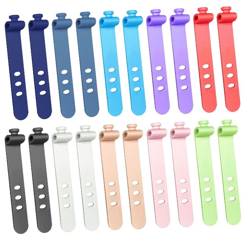 10Pcs Adjustable Winder Reusable Silicone Fastening Cable Strap Tape Soft Wire Organizer Management Earphone Date Cable Tie Cord