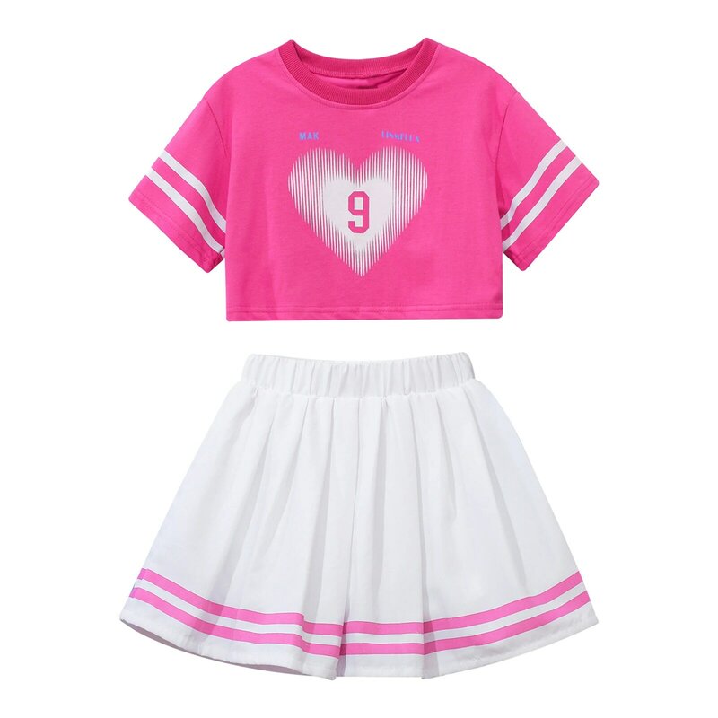 Детская униформа для чирлидинга для девочек, костюм для современных джазовых танцев для школьниц, футболка с коротким рукавом + плиссированная юбка, Уличная Одежда для танцев