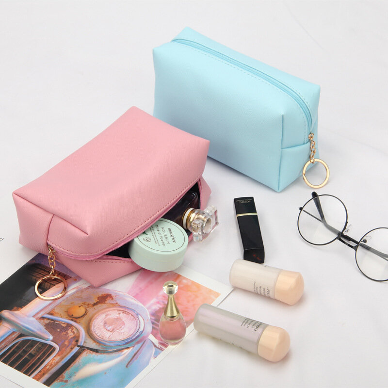 Bolsa de cosméticos de alta apariencia para mujer, bolsa de cosméticos de PU portátil, bolsa de aseo impermeable, bolsa de viaje, lápiz labial, Cosméticos ba