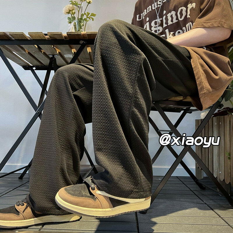 Pantaloni a gamba larga da uomo giapponese marchio di moda tinta unita pantaloni larghi di marca pantaloni maschili Hip Hop 2024 pantaloni Casual streetwear estivi
