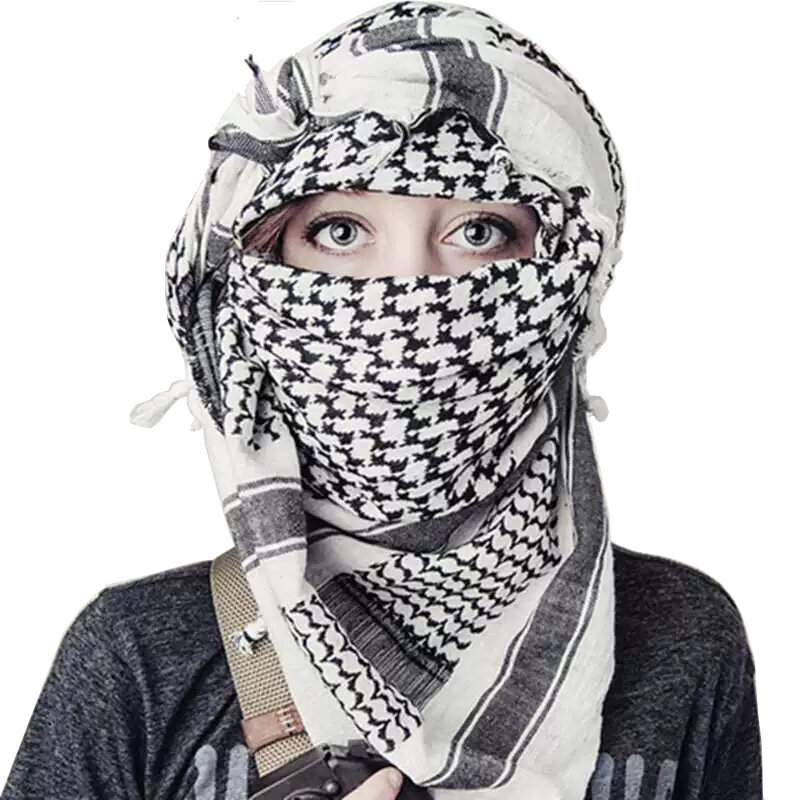 1 Pack Muslim Tactical Desert Arabian gauze kerchief Men's Women's Sunscreen Military Windproof Hiking Scarf