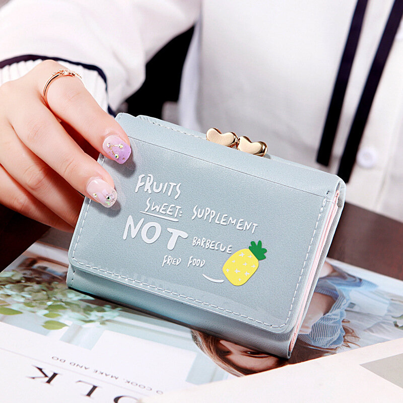 2024 New Korean Wallet Women's Short Cartoon Fruit Zero Wallet 30% Cute Card Bag