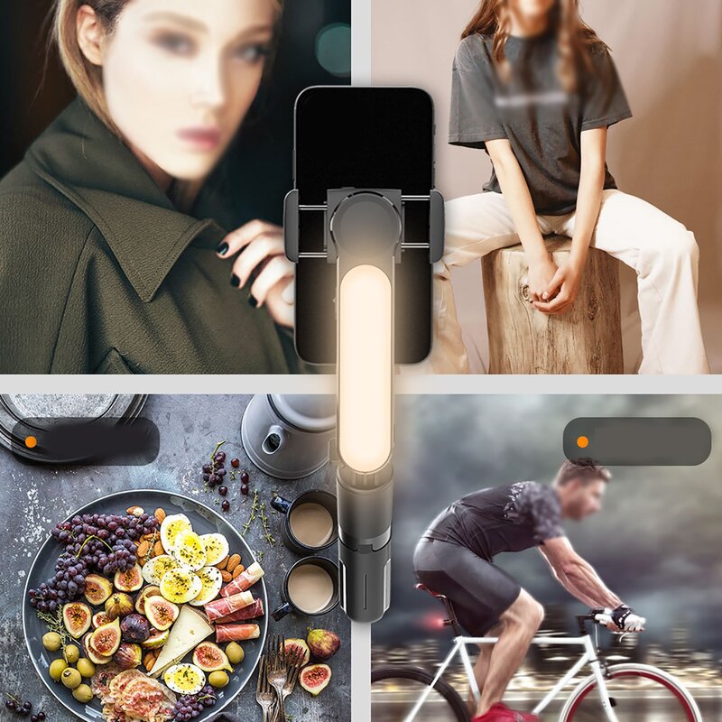 Mini Selfie Stick Füll licht Bluetooth Fernbedienung Handheld Gimbal Anti-Shake Handy Stabilisator Video aufnahme Stativ