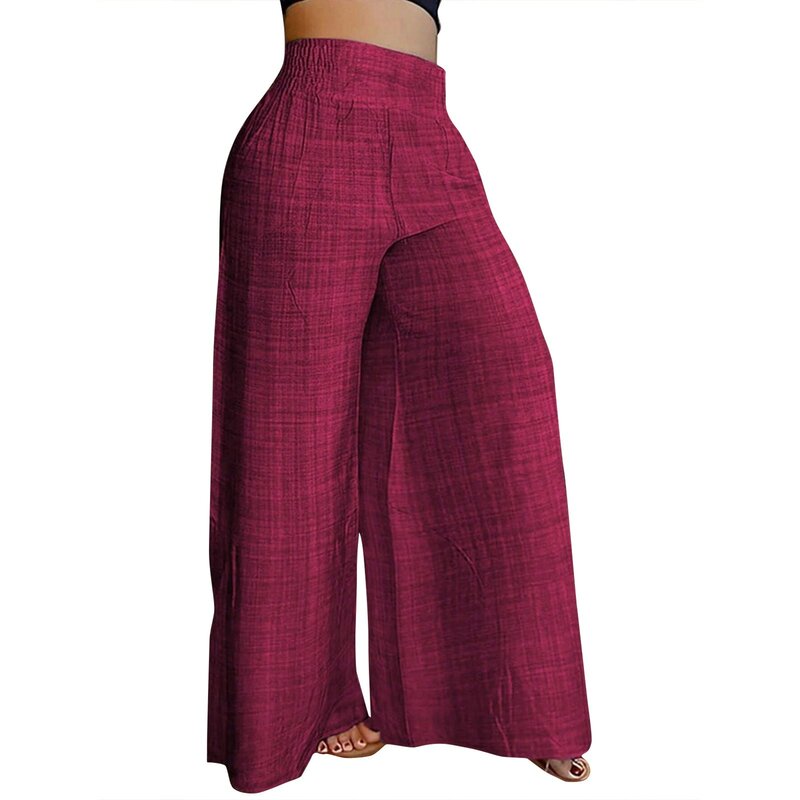 Moda damska spodnie typu Casual lato nowy prosty jednolity kolor wysoki stan luźne spodnie z szerokimi nogawkami codzienne dojazdy wygodne spodnie