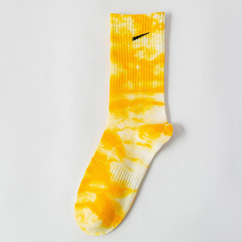 1Pair New Spring Summer Tie-dye Socks Hip-hop Pure Color All Cotton Man And Woman Socks