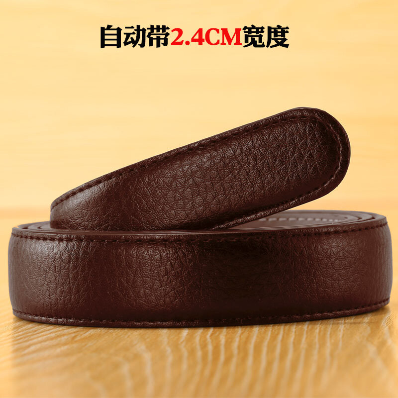 Multi-size Two-layer Cowhide Automatic Buckle Belt Without Buckle Genuine Leather Unisex Designer Belt