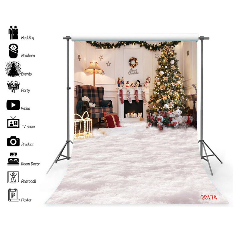 SHENGYONGBAO tło na choinkę prezent ze śniegiem dekoracja na przyjęcie dla dzieci transparent tło świąteczne rekwizyt do studia fotograficznego DNS-12