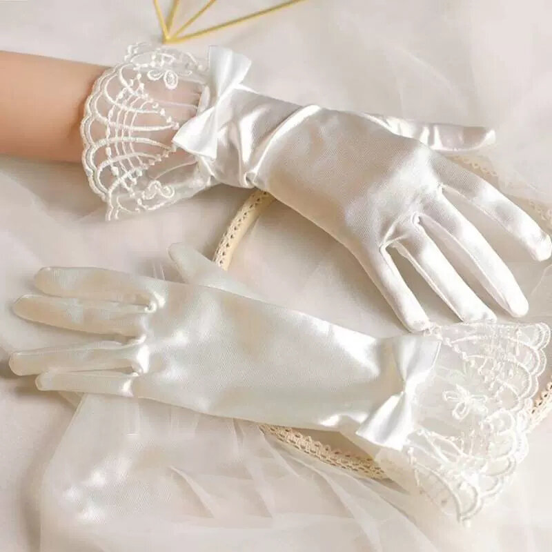 Bridal Pearl Retro Bruiloft Handschoenen Veelzijdige Trouwjurk Party Accessoires Esthetische Mesh Korte Foto Accessoires