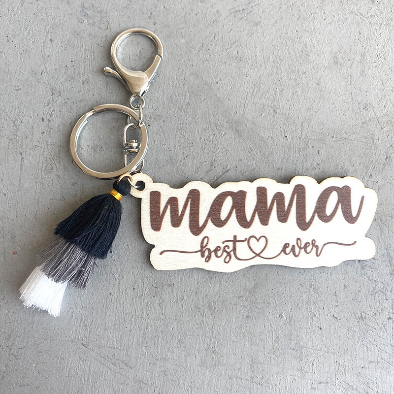 2022 Wholesale Hot Sale Mother's Day Gift Pendant Best Mom Letter Keychain Tassel Ins Key Ring