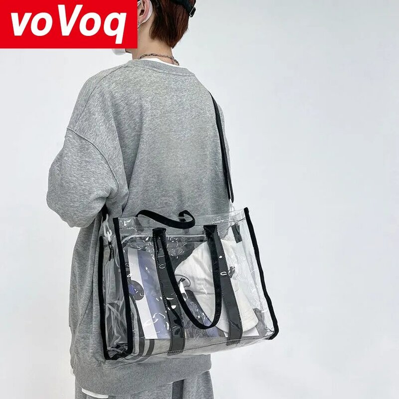 New Beach Laser Jelly Bag Colorful Transparent Handbag 2pcs Set Office Style PVC Large Capacity Gift Bag Customizable Logo