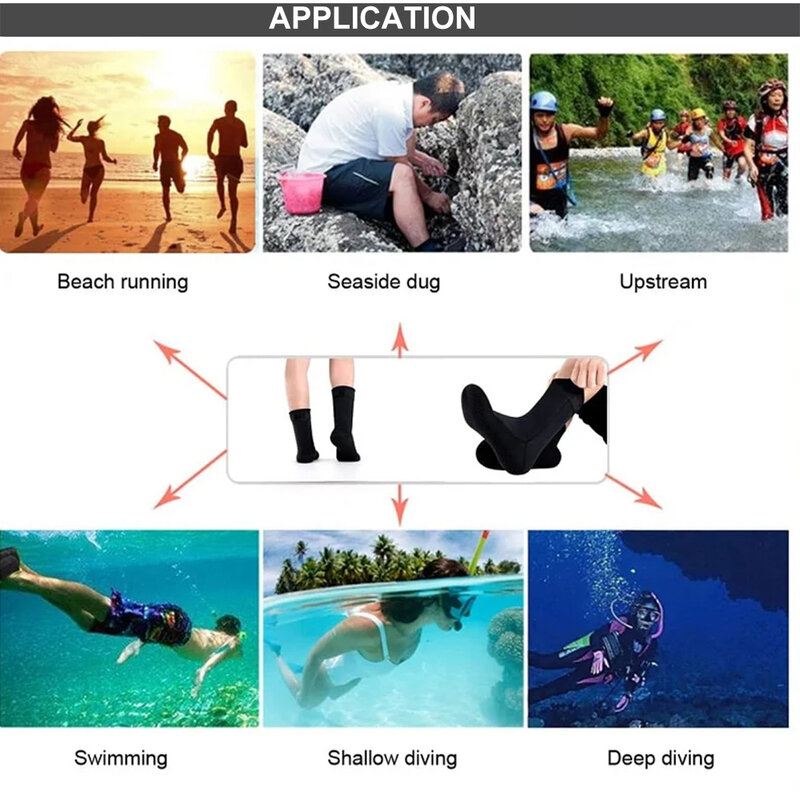 Meias neoprene antiderrapantes para mergulho com snorkel, meias de barbatanas quentes, sapatos wetsuit, surf e natação, botas de praia, 5mm, 3mm